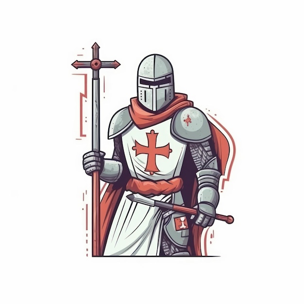 Cartoon illustration of a Templar warrior