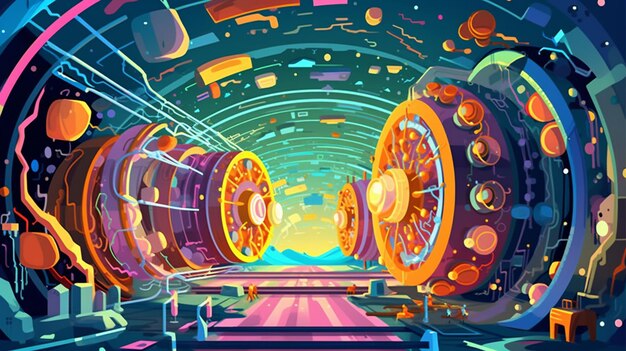 Мультяшная иллюстрация туннеля с гигантскими часами внутри генеративного ИИ