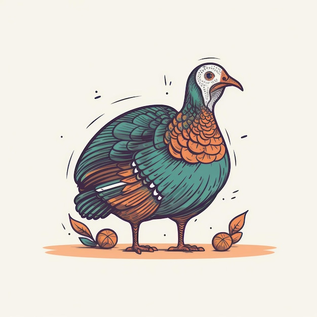 A cartoon illustration of a turkey