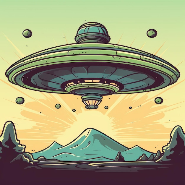 A cartoon illustration of a UFO