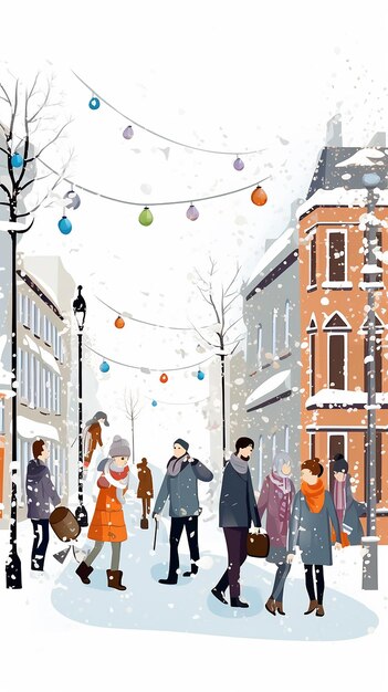 cartoon illustration Walking people men and women