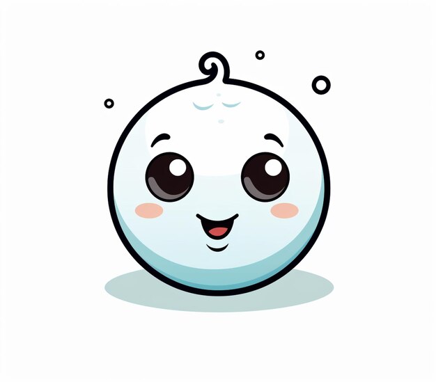 cartoon illustration of a white ball with a face and eyes generative ai