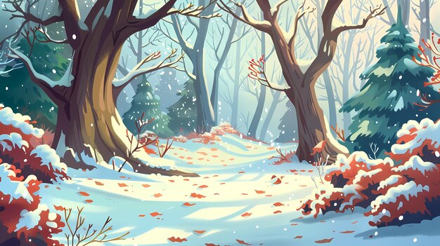 Photo cartoon illustration winter background hand drawing