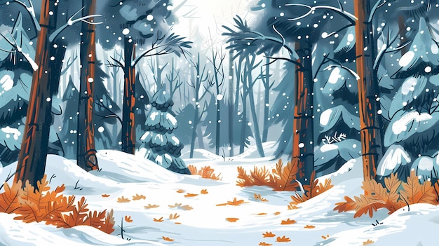 Photo cartoon illustration winter background hand drawing