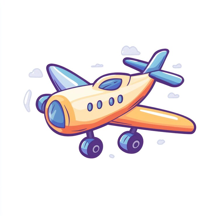 Photo 飛行する黄色い飛行機の漫画