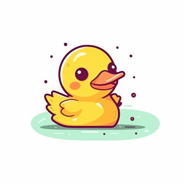 Photo a cartoon illustration of a yellow rubber duck