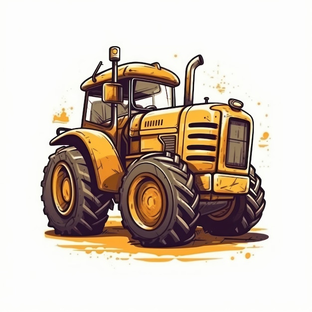 Cartoon illustration of a Yellow Tractor