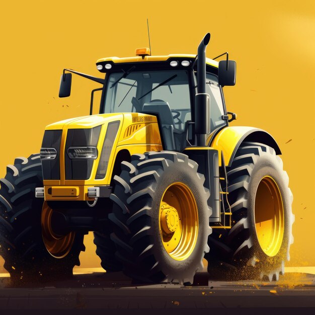 Cartoon illustration of a yellow tractor