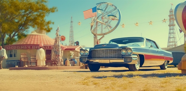 Cartoon image of the American outback of the 60s of the 20th century