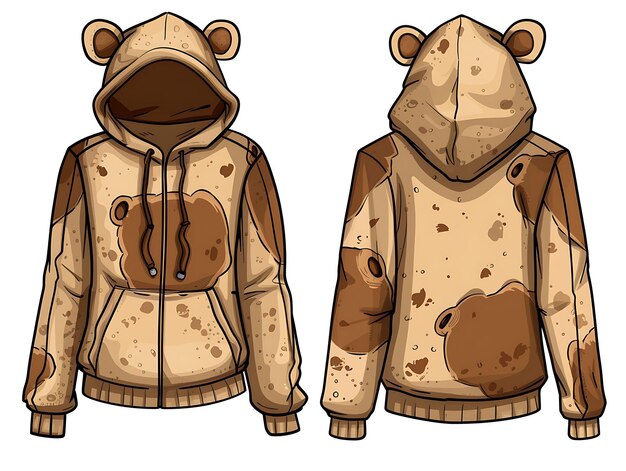 Photo a cartoon image of a bear in a jacket and hoodie