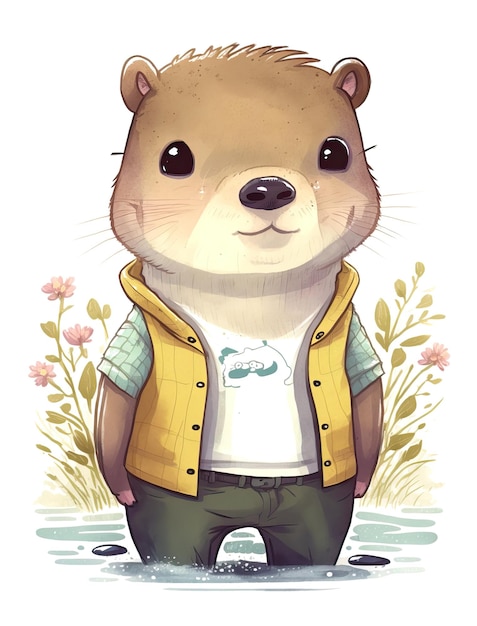 A cartoon image of a beaver wearing a shirt that says'hamster'on it