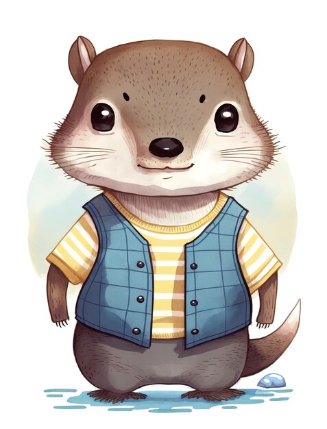 Photo a cartoon image of a beaver wearing a vest and a vest.