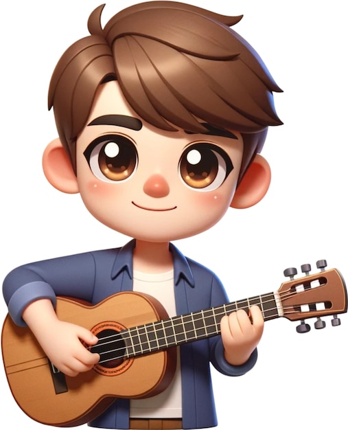 기타를 연주하는 소년의 만화 이미지