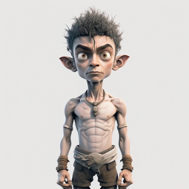 A cartoon image of a boy with no shirt on