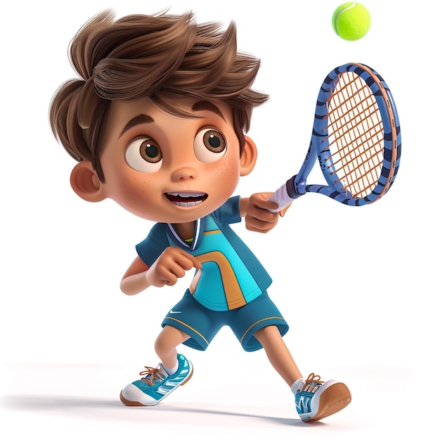 テニスラケットを持った男の子の漫画画像