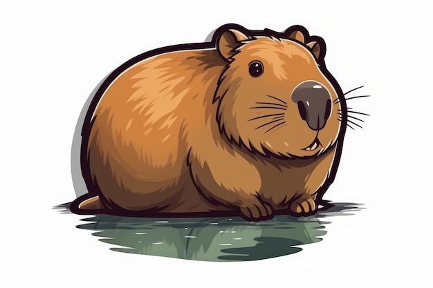Photo a cartoon image of a brown capybara.