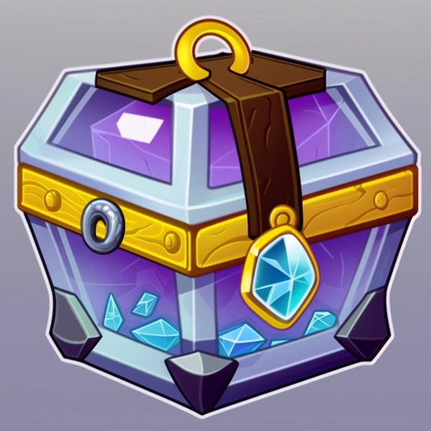a cartoon image of a chest with a key and a diamond generative ai