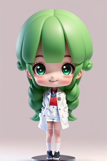 A cartoon image of a doctor wearing a white coat with beautiful big eyes anime style 3D modeling