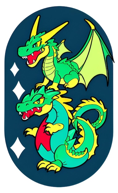 A cartoon image of a dragon with the words dragon on it.