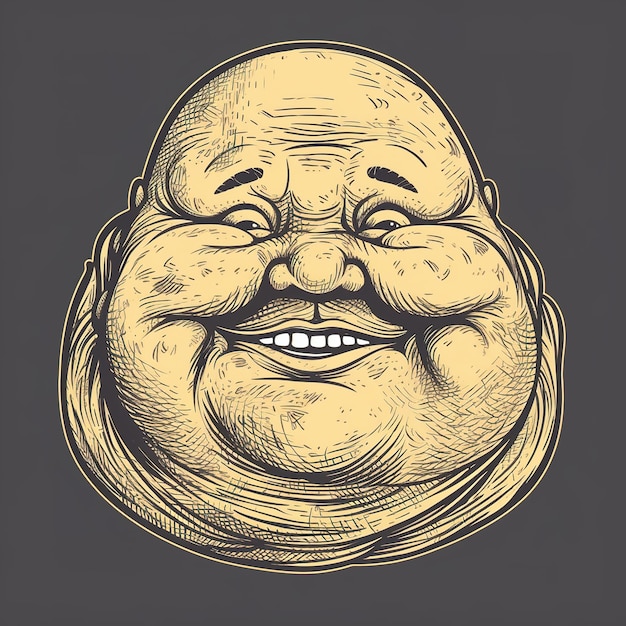 Man, Face, Fat, Smiling, Smile, Avatar - Drawing Of A Fat Head, HD