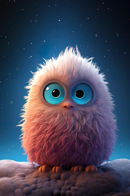 Photo a cartoon image of a fluffy fluffy grumpy looking monster