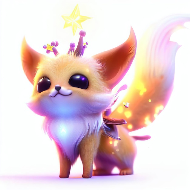 A cartoon image of a fluffy fox with a star on its tail.