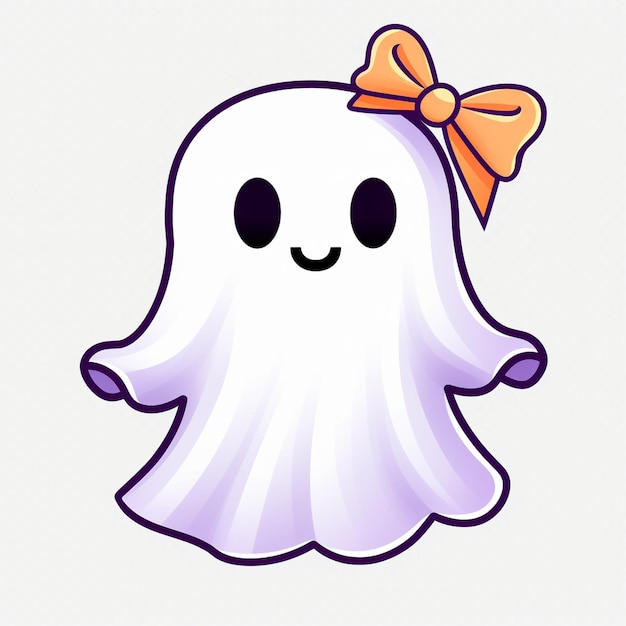 a cartoon image of a ghost with a bow on it