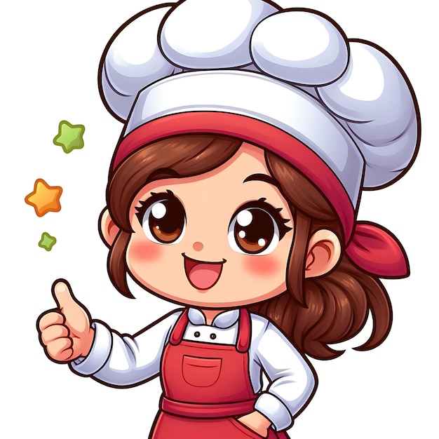 a cartoon image of a girl wearing a chef hat and a sign that says she is giving a thumbs up