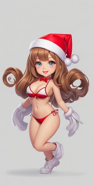 a cartoon image of a girl wearing a santa hat