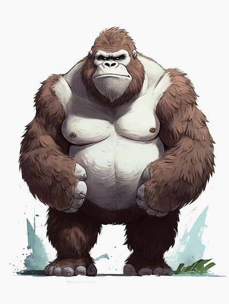 A cartoon image of a gorilla with a big belly and a big belly.