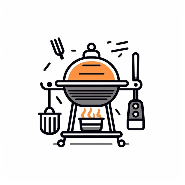 a cartoon image of a grill with a spatula and a spatula generative ai