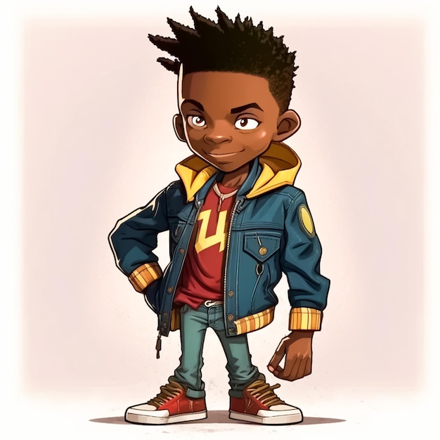 Cartoon image of a little boy superhero of African origin