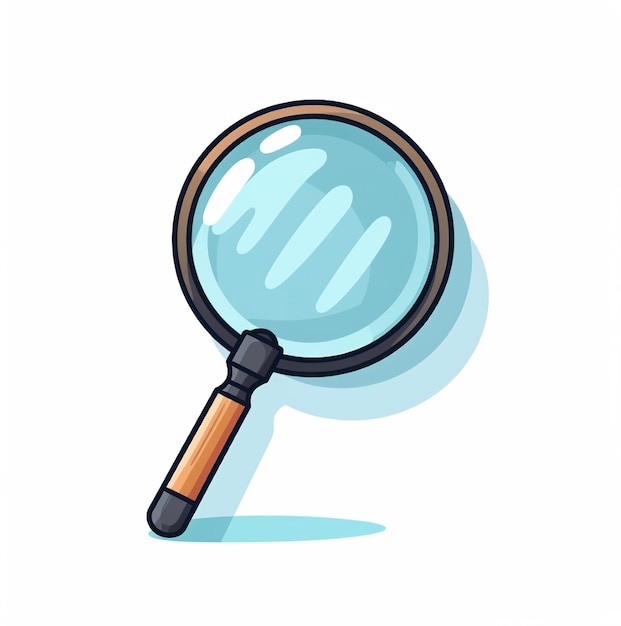 a cartoon image of a magnifying glass with a wooden handle.