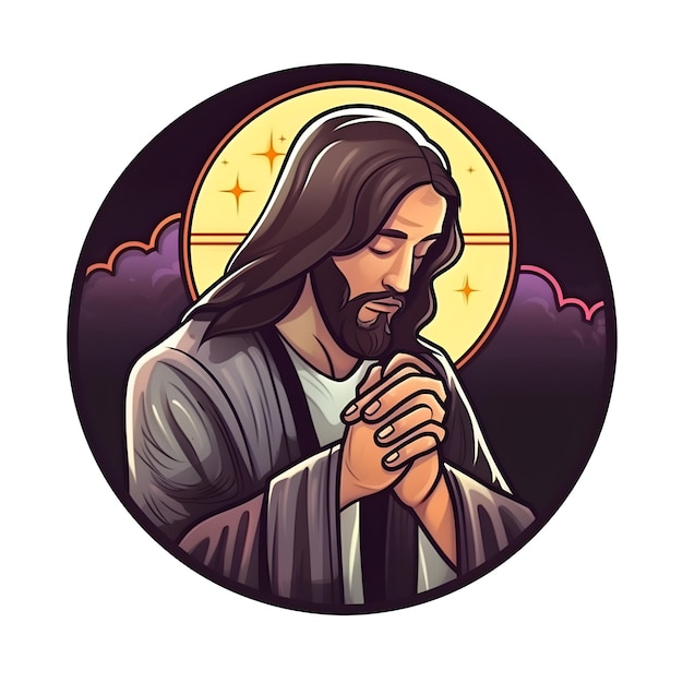 A cartoon image of a man praying