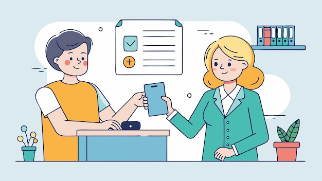 мультфильм мужчины и женщины, держащих таблетку с мужчиной в костюме