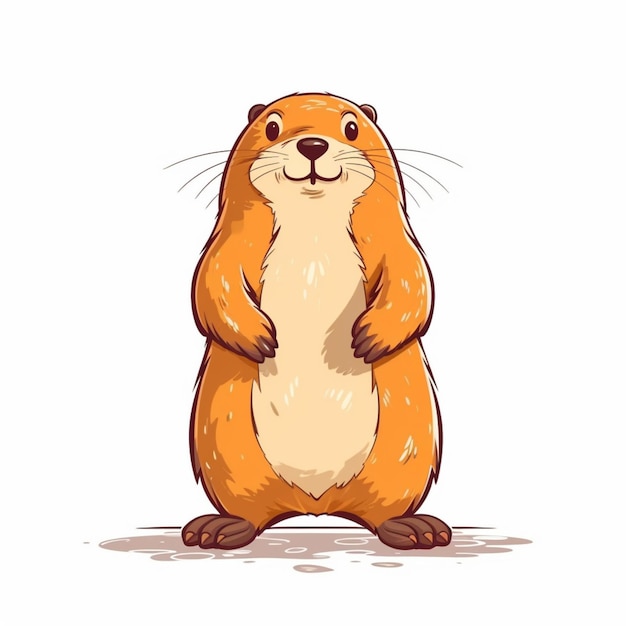 A cartoon image of a marmot with a brown belly and a white background.