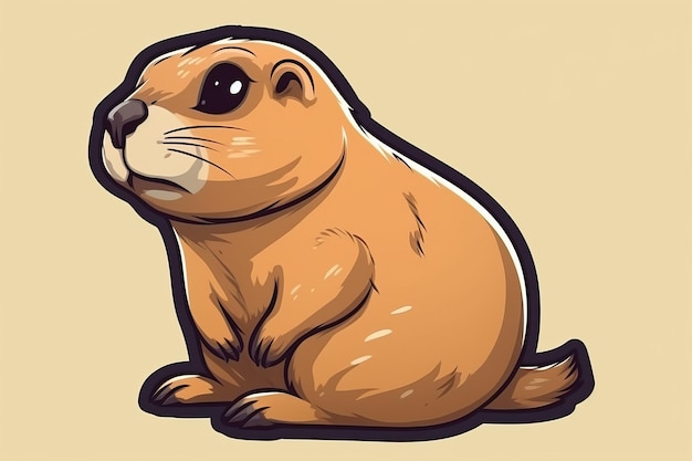 A cartoon image of a marmot with a yellow background.