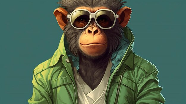 Photo a cartoon image of a monkey wearing a green jacket