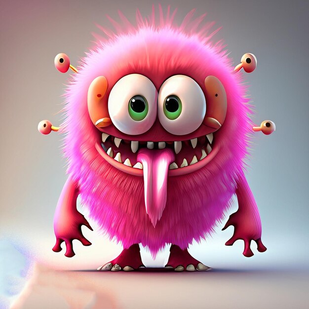 Foto un'immagine di cartone animato di un mostro con occhi grandi e occhi grandi.