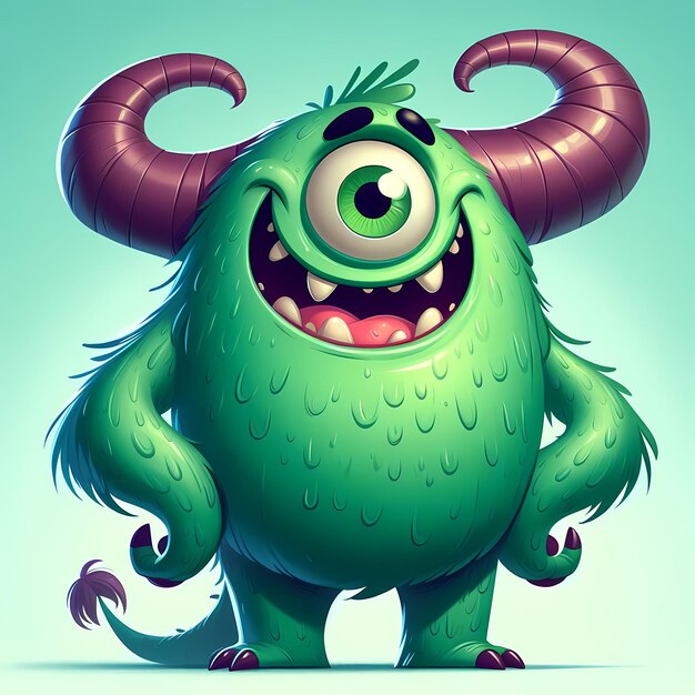 Photo a cartoon image of a monster with big horns