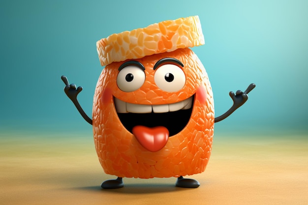 A cartoon image of an orange with a hat on it