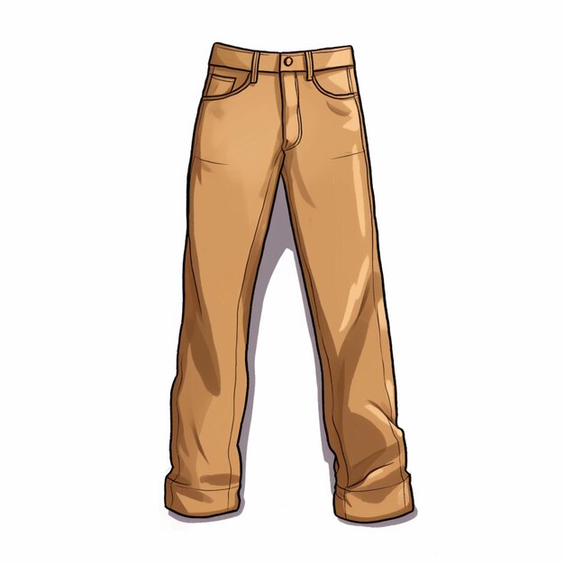 Photo a cartoon image of a pair of brown pants with a white background generative ai