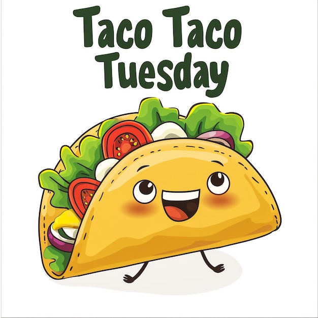 a cartoon image of a taco that says taco tuesday on it