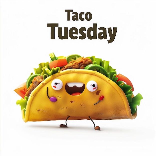 a cartoon image of a taco with a cartoon face and a funny face