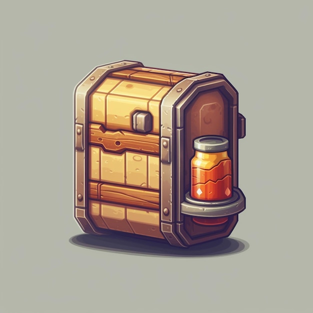 Photo a cartoon image of a treasure chest with a jar of honey in the middle.