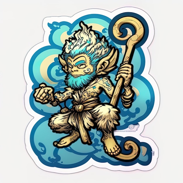 A cartoon image of a troll with a staff in his hand.