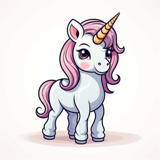 a cartoon image of a unicorn with a pink mane and tail