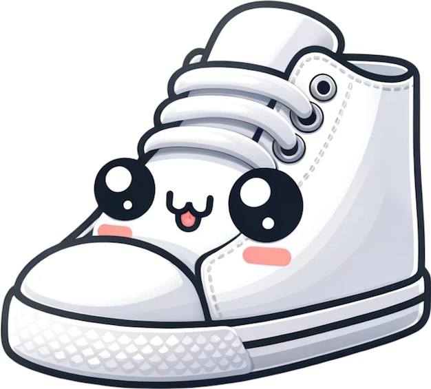 a cartoon image of a white shoe with a black nose and a white shoe with a black nose