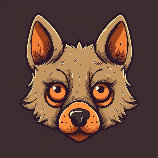 A cartoon image of a wolf's face on a dark background.