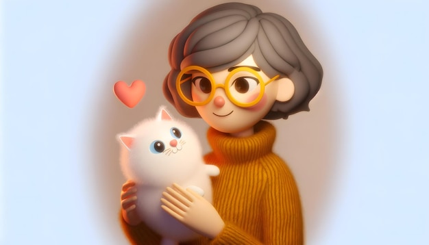 a cartoon image of a woman and a cat